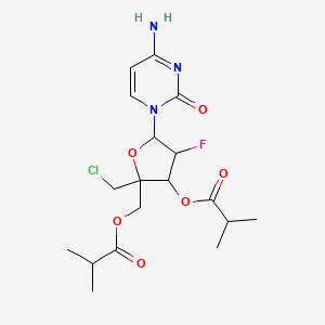 molecular formula C18H25ClFN3O6 B15073350 [5-(4-Amino-2-oxopyrimidin-1-yl)-2-(chloromethyl)-4-fluoro-3-(2-methylpropanoyloxy)oxolan-2-yl]methyl 2-methylpropanoate 