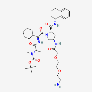 tert-butyl N-[(2S)-1-[[(1S)-2-[(2S,4S)-4-[[2-[2-(2-aminoethoxy)ethoxy]acetyl]amino]-2-[[(1R)-1,2,3,4-tetrahydronaphthalen-1-yl]carbamoyl]pyrrolidin-1-yl]-1-cyclohexyl-2-oxoethyl]amino]-1-oxopropan-2-yl]-N-methylcarbamate