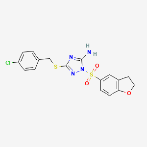 5-[(4-Chlorophenyl)methylsulfanyl]-2-(2,3-dihydro-1-benzofuran-5-ylsulfonyl)-1,2,4-triazol-3-amine