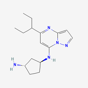 molecular formula C16H25N5 B15073504 (1S,3S)-N1-(5-(pentan-3-yl)pyrazolo[1,5-a]pyrimidin-7-yl)cyclopentane-1,3-diamine CAS No. 2416873-83-9