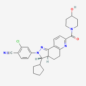 molecular formula C28H30ClN5O2 B15073617 4-[(3S,3aS)-3-cyclopentyl-7-(4-hydroxypiperidine-1-carbonyl)-3,3a,4,5-tetrahydropyrazolo[3,4-f]quinolin-2-yl]-2-chlorobenzonitrile 