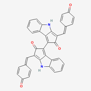 molecular formula C36H20N2O4 B15073808 3-[(4-oxocyclohexa-2,5-dien-1-ylidene)methyl]-1-[2-oxo-3-[(4-oxocyclohexa-2,5-dien-1-ylidene)methyl]-4H-cyclopenta[b]indol-1-yl]-4H-cyclopenta[b]indol-2-one 