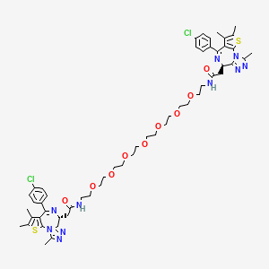 molecular formula C54H66Cl2N10O9S2 B15073810 2-[(9R)-7-(4-chlorophenyl)-4,5,13-trimethyl-3-thia-1,8,11,12-tetrazatricyclo[8.3.0.02,6]trideca-2(6),4,7,10,12-pentaen-9-yl]-N-[2-[2-[2-[2-[2-[2-[2-[2-[[2-[(9R)-7-(4-chlorophenyl)-4,5,13-trimethyl-3-thia-1,8,11,12-tetrazatricyclo[8.3.0.02,6]trideca-2(6),4,7,10,12-pentaen-9-yl]acetyl]amino]ethoxy]ethoxy]ethoxy]ethoxy]ethoxy]ethoxy]ethoxy]ethyl]acetamide 