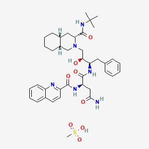 (2R)-N-[(2R,3S)-4-[(3R,4aR,8aR)-3-(tert-butylcarbamoyl)-3,4,4a,5,6,7,8,8a-octahydro-1H-isoquinolin-2-yl]-3-hydroxy-1-phenylbutan-2-yl]-2-(quinoline-2-carbonylamino)butanediamide;methanesulfonic acid