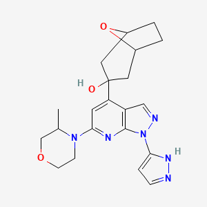 molecular formula C21H26N6O3 B15073927 8-Oxabicyclo[3.2.1]octan-3-ol, 3-[6-[(3R)-3-methyl-4-morpholinyl]-1-(1H-pyrazol-3-yl)-1H-pyrazolo[3,4-b]pyridin-4-yl]-, (3-endo)- 