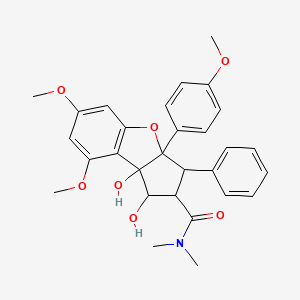 molecular formula C29H31NO7 B15073933 1,8b-dihydroxy-6,8-dimethoxy-3a-(4-methoxyphenyl)-N,N-dimethyl-3-phenyl-2,3-dihydro-1H-cyclopenta[b]benzofuran-2-carboxamide 