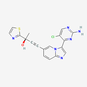 molecular formula C18H13ClN6OS B15073959 (2S)-4-[3-(2-amino-5-chloropyrimidin-4-yl)imidazo[1,2-a]pyridin-6-yl]-2-(1,3-thiazol-2-yl)but-3-yn-2-ol 