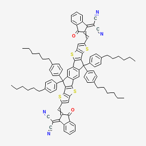 molecular formula C94H82N4O2S4 B15073979 2-[2-[[20-[[1-(Dicyanomethylidene)-3-oxoinden-2-ylidene]methyl]-12,12,24,24-tetrakis(4-hexylphenyl)-5,9,17,21-tetrathiaheptacyclo[13.9.0.03,13.04,11.06,10.016,23.018,22]tetracosa-1(15),2,4(11),6(10),7,13,16(23),18(22),19-nonaen-8-yl]methylidene]-3-oxoinden-1-ylidene]propanedinitrile 