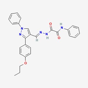 molecular formula C27H25N5O3 B15074077 2-Oxo-N-phenyl-2-(2-((1-phenyl-3-(4-propoxyphenyl)-1H-pyrazol-4-yl)methylene)hydrazinyl)acetamide CAS No. 882037-62-9