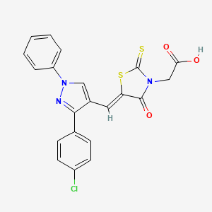 molecular formula C21H14ClN3O3S2 B15074113 2-(5-((3-(4-Chlorophenyl)-1-phenyl-1H-pyrazol-4-yl)methylene)-4-oxo-2-thioxothiazolidin-3-yl)acetic acid CAS No. 1009770-18-6