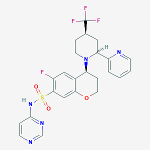 (4S)-6-fluoro-4-[(2S,4R)-2-pyridin-2-yl-4-(trifluoromethyl)piperidin-1-yl]-N-pyrimidin-4-yl-3,4-dihydro-2H-chromene-7-sulfonamide