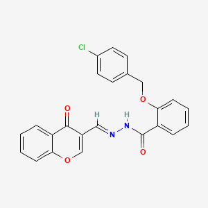 molecular formula C24H17ClN2O4 B15074268 2-((4-Chlorobenzyl)oxy)-N'-((4-oxo-4H-chromen-3-yl)methylene)benzohydrazide CAS No. 881660-28-2