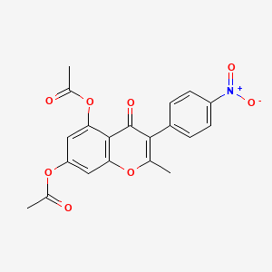 4H-1-Benzopyran-4-one, 5,7-bis(acetyloxy)-2-methyl-3-(4-nitrophenyl)-