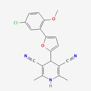 molecular formula C20H16ClN3O2 B15074537 4-(5-(5-Chloro-2-methoxyphenyl)furan-2-yl)-2,6-dimethyl-1,4-dihydropyridine-3,5-dicarbonitrile CAS No. 853314-10-0