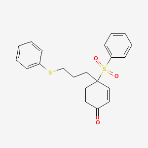 molecular formula C21H22O3S2 B15074650 4-(Benzenesulfonyl)-4-[3-(phenylsulfanyl)propyl]cyclohex-2-en-1-one CAS No. 81842-35-5