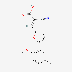 molecular formula C16H13NO4 B15074709 2-Cyano-3-(5-(2-methoxy-5-methylphenyl)furan-2-yl)acrylic acid 