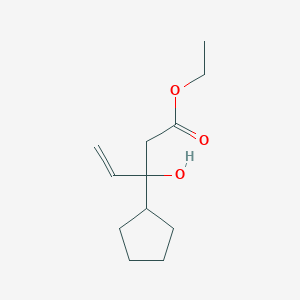 Cyclopentanepropanoic acid, beta-ethenyl-beta-hydroxy-, ethyl ester