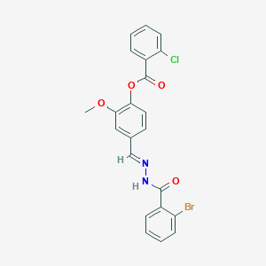 molecular formula C22H16BrClN2O4 B15075295 4-[(E)-{2-[(2-bromophenyl)carbonyl]hydrazinylidene}methyl]-2-methoxyphenyl 2-chlorobenzoate CAS No. 537681-24-6