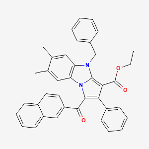 molecular formula C39H32N2O3 B15075321 Ethyl 4-benzyl-6,7-dimethyl-1-(2-naphthoyl)-2-phenyl-4H-pyrrolo(1,2-A)benzimidazole-3-carboxylate CAS No. 853318-98-6