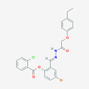 molecular formula C24H20BrClN2O4 B15075424 4-Bromo-2-(2-((4-ethylphenoxy)acetyl)carbohydrazonoyl)phenyl 2-chlorobenzoate CAS No. 882042-12-8