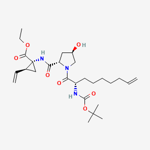 molecular formula C27H43N3O7 B1507550 (1R,2S)-Ethyl 1-((2S,4R)-1-((S)-2-((tert-butoxycarbonyl)amino)non-8-enoyl)-4-hydroxypyrrolidine-2-carboxamido)-2-vinylcyclopropanecarboxylate 