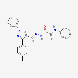 2-Oxo-N-phenyl-2-(2-((1-phenyl-3-(p-tolyl)-1H-pyrazol-4-yl)methylene)hydrazinyl)acetamide