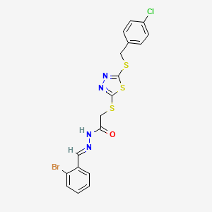 N'-[(E)-(2-bromophenyl)methylidene]-2-({5-[(4-chlorobenzyl)sulfanyl]-1,3,4-thiadiazol-2-yl}sulfanyl)acetohydrazide