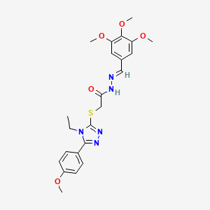 molecular formula C23H27N5O5S B15076919 2-{[4-ethyl-5-(4-methoxyphenyl)-4H-1,2,4-triazol-3-yl]sulfanyl}-N'-[(E)-(3,4,5-trimethoxyphenyl)methylidene]acetohydrazide 