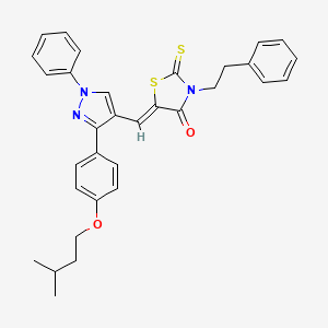 (5Z)-5-({3-[4-(isopentyloxy)phenyl]-1-phenyl-1H-pyrazol-4-yl}methylene)-3-(2-phenylethyl)-2-thioxo-1,3-thiazolidin-4-one