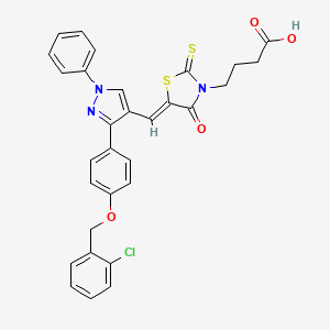 4-{(5Z)-5-[(3-{4-[(2-Chlorobenzyl)oxy]phenyl}-1-phenyl-1H-pyrazol-4-YL)methylene]-4-oxo-2-thioxo-1,3-thiazolidin-3-YL}butanoic acid