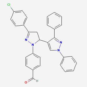 4-[5-(4-chlorophenyl)-1',3'-diphenyl-3,4-dihydro-1'H,2H-3,4'-bipyrazol-2-yl]benzaldehyde