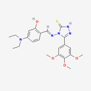 5-(Diethylamino)-2-((E)-{[3-sulfanyl-5-(3,4,5-trimethoxyphenyl)-4H-1,2,4-triazol-4-YL]imino}methyl)phenol