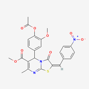 methyl (2E)-5-[4-(acetyloxy)-3-methoxyphenyl]-7-methyl-2-(4-nitrobenzylidene)-3-oxo-2,3-dihydro-5H-[1,3]thiazolo[3,2-a]pyrimidine-6-carboxylate