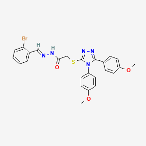 2-{[4,5-bis(4-methoxyphenyl)-4H-1,2,4-triazol-3-yl]sulfanyl}-N'-[(E)-(2-bromophenyl)methylidene]acetohydrazide