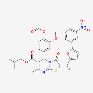 2-methylpropyl (2E)-5-[4-(acetyloxy)-3-methoxyphenyl]-7-methyl-2-{[5-(3-nitrophenyl)furan-2-yl]methylidene}-3-oxo-2,3-dihydro-5H-[1,3]thiazolo[3,2-a]pyrimidine-6-carboxylate