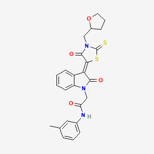 N-(3-Methylphenyl)-2-{(3Z)-2-oxo-3-[4-oxo-3-(tetrahydro-2-furanylmethyl)-2-thioxo-1,3-thiazolidin-5-ylidene]-2,3-dihydro-1H-indol-1-YL}acetamide