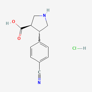 molecular formula C12H13ClN2O2 B1507869 (+/-)-trans-4-(4-Cyanophenyl)pyrrolidine-3-carboxylic acid hydrochloride 