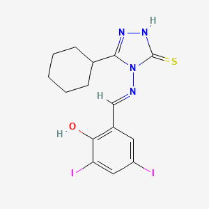 5-cyclohexyl-4-{[(E)-(2-hydroxy-3,5-diiodophenyl)methylidene]amino}-2,4-dihydro-3H-1,2,4-triazole-3-thione