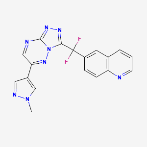 molecular formula C18H12F2N8 B1507885 6-[Difluoro-[6-(1-methylpyrazol-4-yl)-[1,2,4]triazolo[4,3-b][1,2,4]triazin-3-yl]methyl]quinoline 