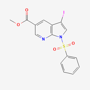 1H-Pyrrolo[2,3-b]pyridine-5-carboxylic acid, 3-iodo-1-(phenylsulfonyl)-, methyl ester