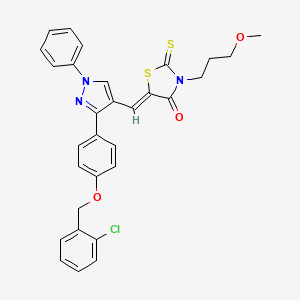 (5Z)-5-[(3-{4-[(2-chlorobenzyl)oxy]phenyl}-1-phenyl-1H-pyrazol-4-yl)methylene]-3-(3-methoxypropyl)-2-thioxo-1,3-thiazolidin-4-one