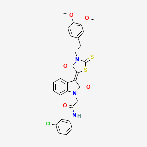 N-(3-chlorophenyl)-2-((3Z)-3-{3-[2-(3,4-dimethoxyphenyl)ethyl]-4-oxo-2-thioxo-1,3-thiazolidin-5-ylidene}-2-oxo-2,3-dihydro-1H-indol-1-yl)acetamide