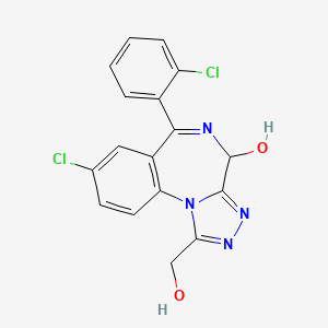 molecular formula C17H12Cl2N4O2 B1507973 8-chloro-6-(2-chlorophenyl)-1-(hydroxymethyl)-4H-[1,2,4]triazolo[4,3-a][1,4]benzodiazepin-4-ol CAS No. 65686-12-6