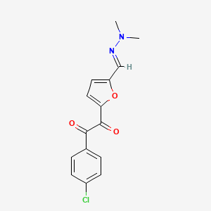 1-(4-Chlorophenyl)-2-(5-((2,2-dimethylhydrazono)methyl)furan-2-yl)ethane-1,2-dione