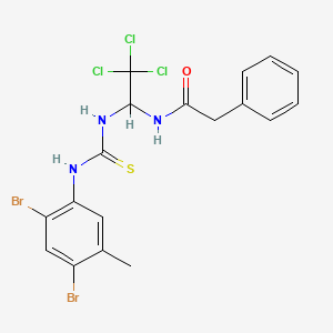 2-Phenyl-N-(2,2,2-trichloro-1-{[(2,4-dibromo-5-methylanilino)carbothioyl]amino}ethyl)acetamide