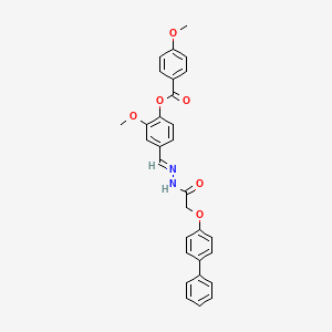 molecular formula C30H26N2O6 B15080043 4-[(E)-{2-[(biphenyl-4-yloxy)acetyl]hydrazinylidene}methyl]-2-methoxyphenyl 4-methoxybenzoate 