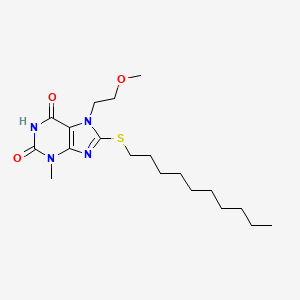 molecular formula C19H32N4O3S B15080074 8-Decylsulfanyl-7-(2-methoxyethyl)-3-methylpurine-2,6-dione 