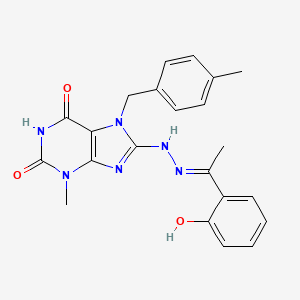 molecular formula C22H22N6O3 B15080097 8-{(2E)-2-[1-(2-Hydroxyphenyl)ethylidene]hydrazino}-3-methyl-7-(4-methylbenzyl)-3,7-dihydro-1H-purine-2,6-dione 