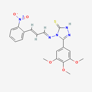 4-{[(E,2E)-3-(2-nitrophenyl)-2-propenylidene]amino}-5-(3,4,5-trimethoxyphenyl)-4H-1,2,4-triazole-3-thiol