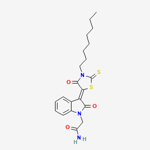 2-[(3Z)-3-(3-octyl-4-oxo-2-thioxo-1,3-thiazolidin-5-ylidene)-2-oxo-2,3-dihydro-1H-indol-1-yl]acetamide